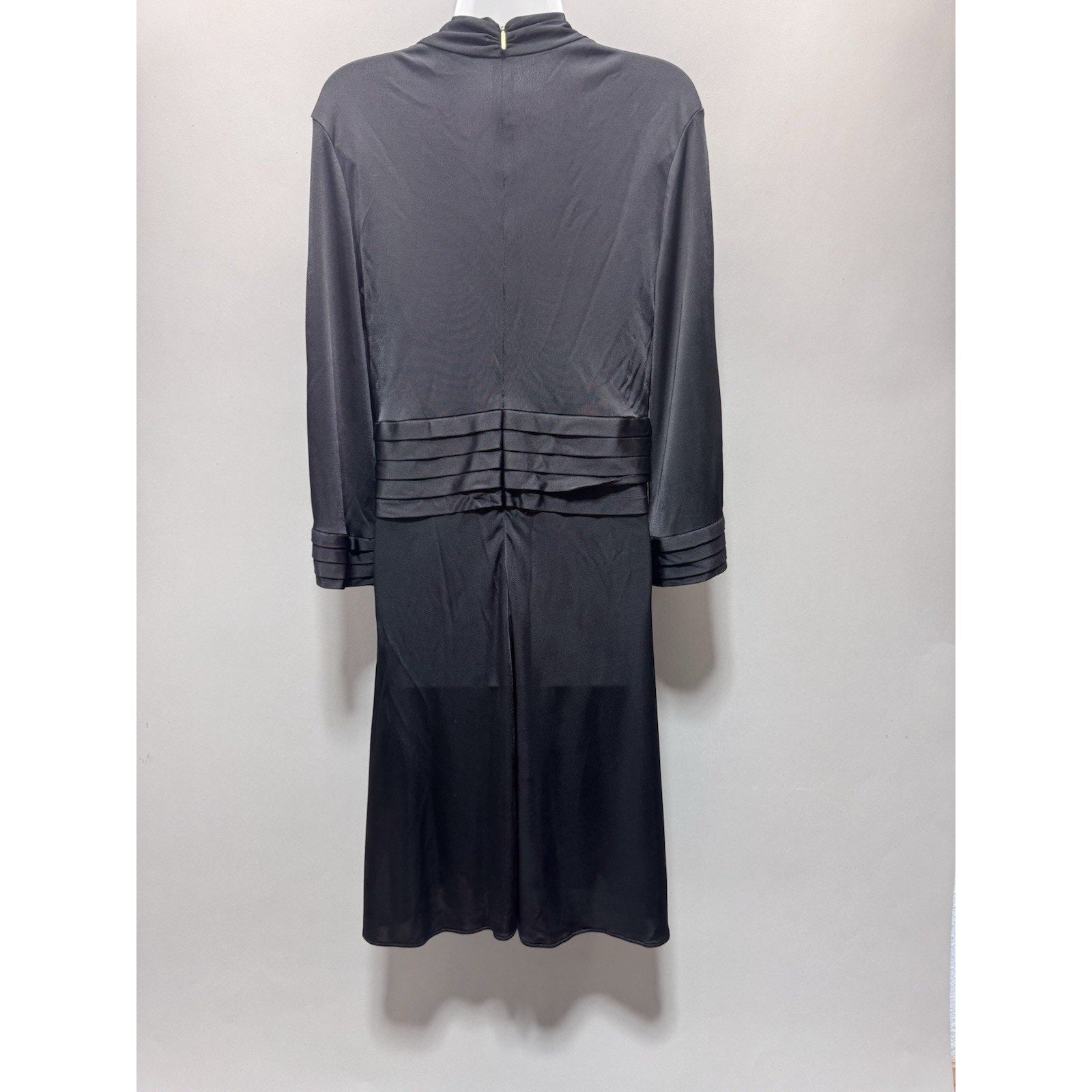 Roberto Cavalli Black Empire Waist Dress IT 44 US 8 10 V Neck Pleated Waist Gold