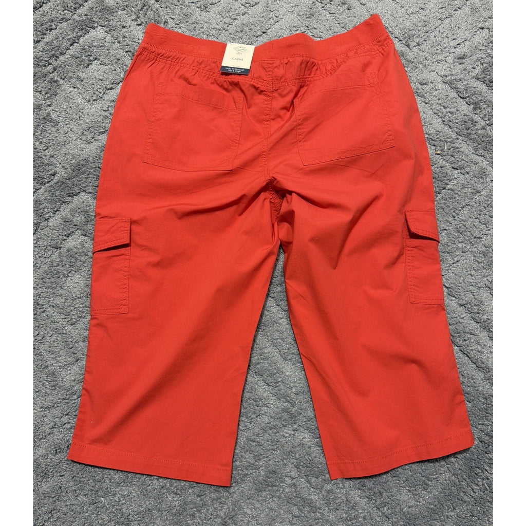 St Johns Bay Capri Pants Womens PXL Petite Parachute Cargo Pockets Drawstring