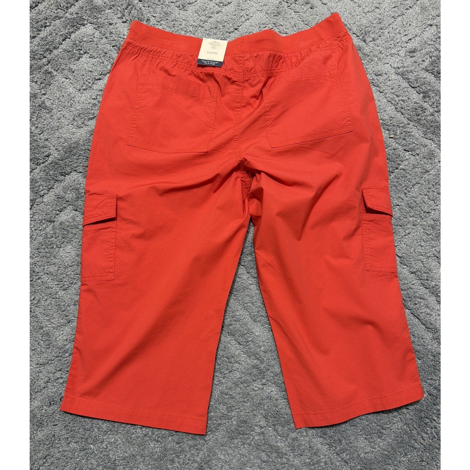 St Johns Bay Capri Pants Womens PXL Petite Parachute Cargo Pockets Drawstring