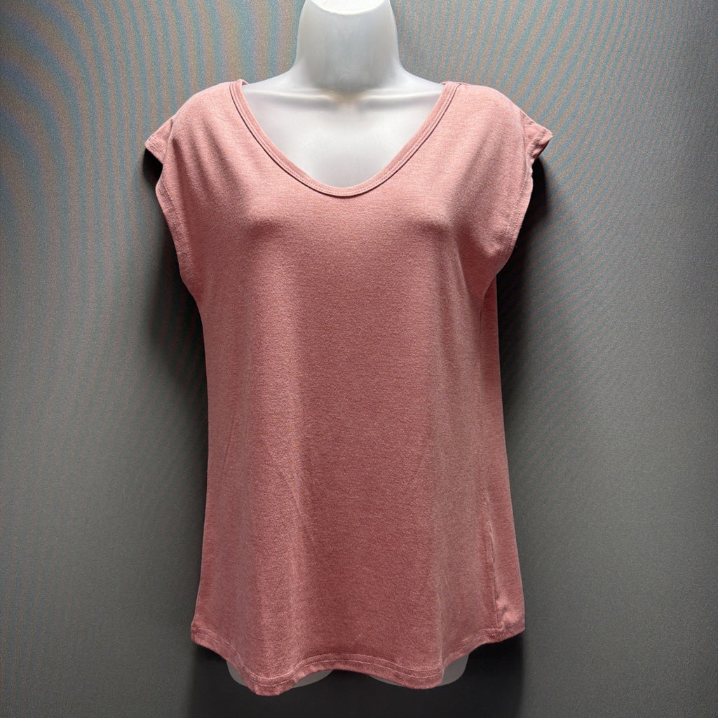Women's S V-Neck T-Shirt Casual Cap Sleeve Vest Solid Stretch Blouse Tee NWT