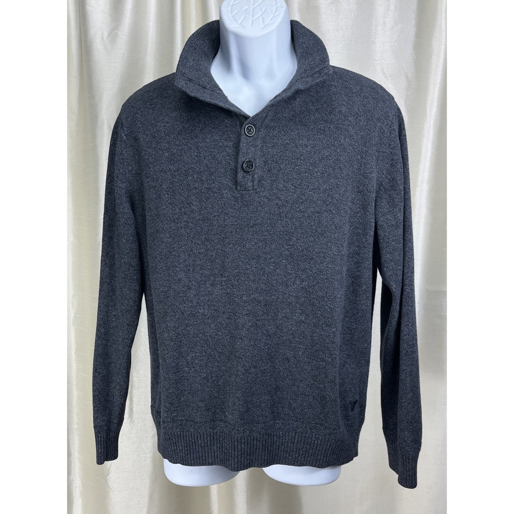 AMERICAN EAGLE Classic Fit Button Front Collar Gray Pullover Sweater Mens Size L