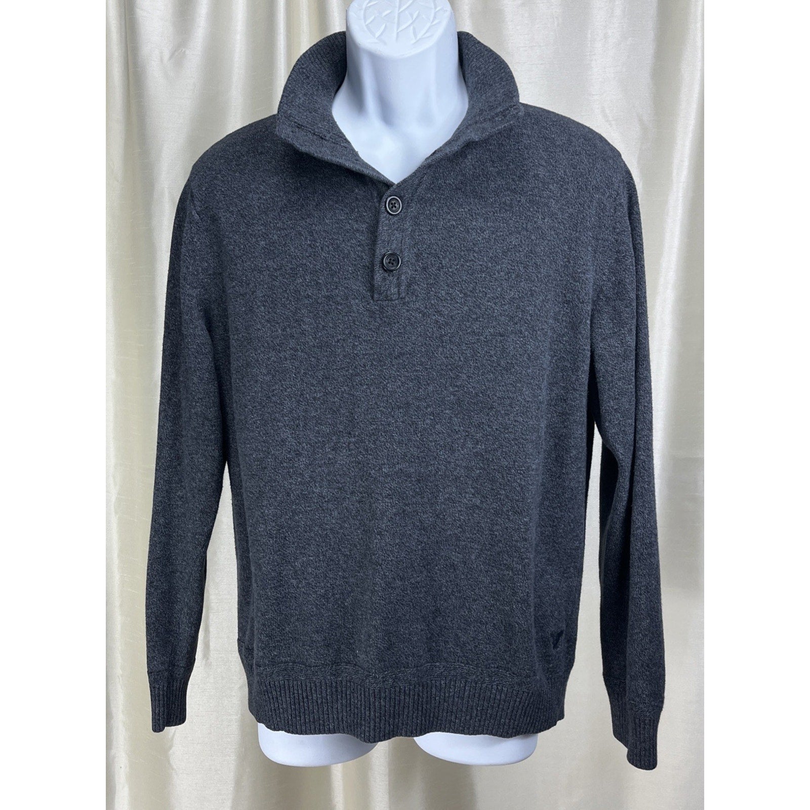 AMERICAN EAGLE Classic Fit Button Front Collar Gray Pullover Sweater Mens Size L