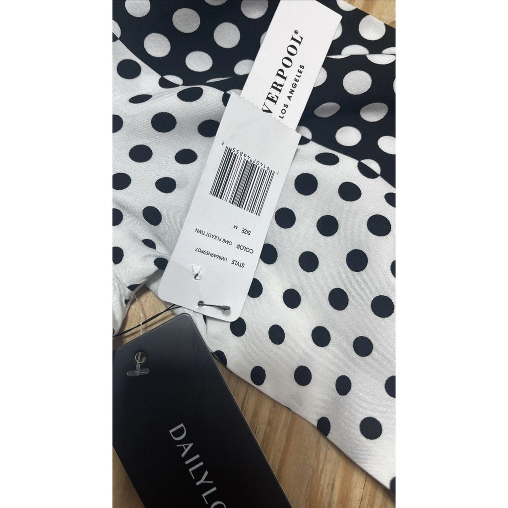 NWT Liverpool Los Angeles Women Black/ White Polka Dot Long Sleeve Blouse Size M