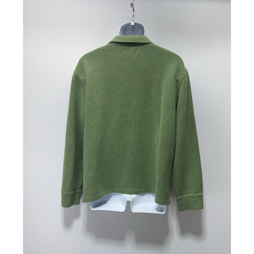 Polo Ralph Lauren Green Quarter Zip Pullover Estate Rib Navy Blue Pony Men’s XL