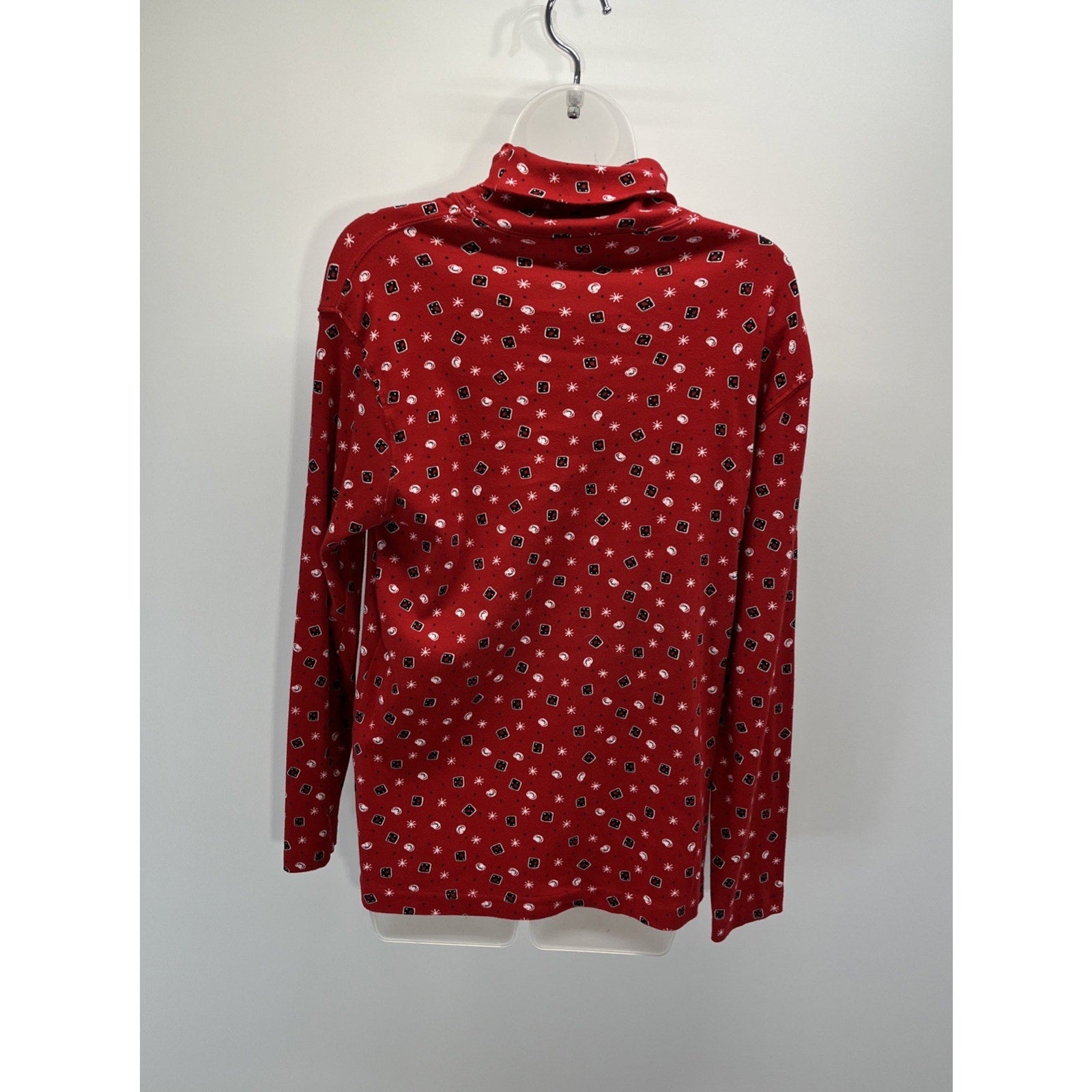 Talbots Top Womens Large Vintage 90s Novelty Print Turtleneck Artsy