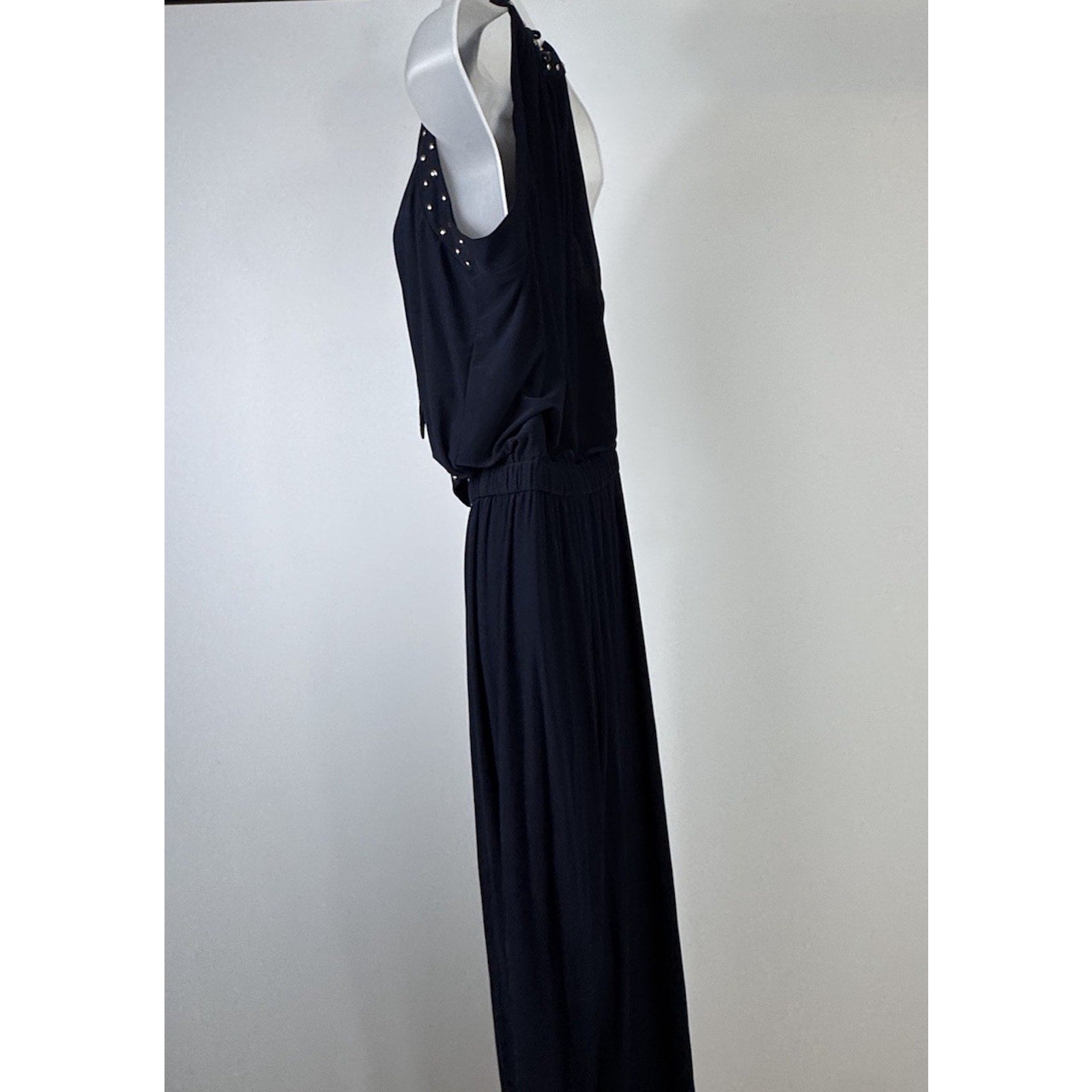 Emma Michele Jumpsuit Size S Black Straps Metal Bling Elastic Waist