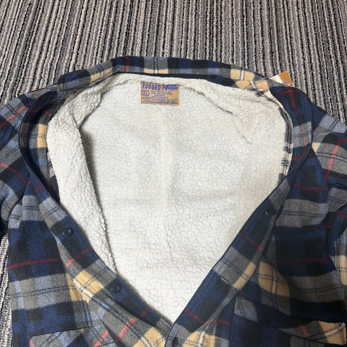 Mens Rugged Point Authentic Plaid Fleece Sherpa Button Up Shacket XL NWT