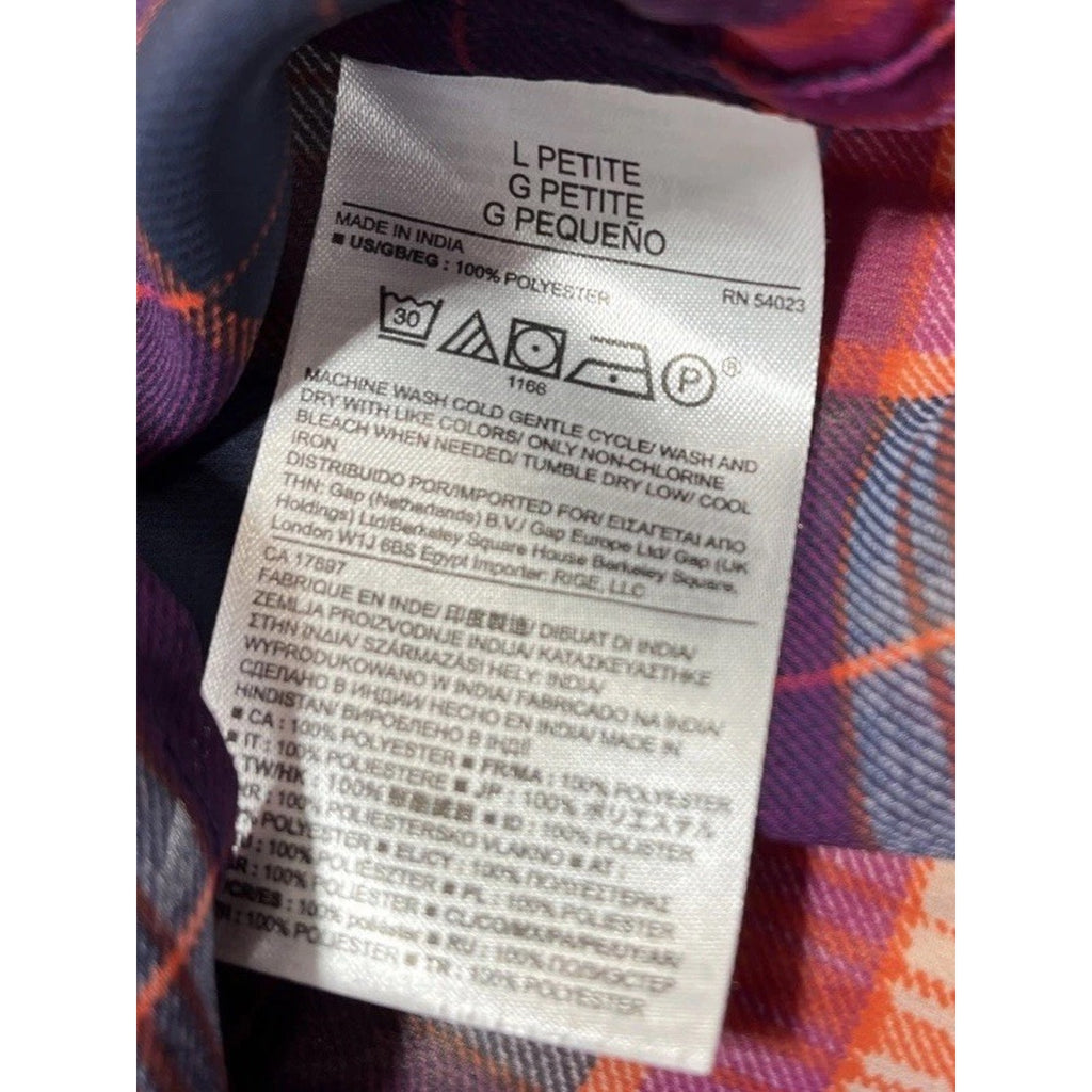 Banana Republic Factory Button-up Shirt Sheer Pink Blue Plaid Long Sleeve Lp