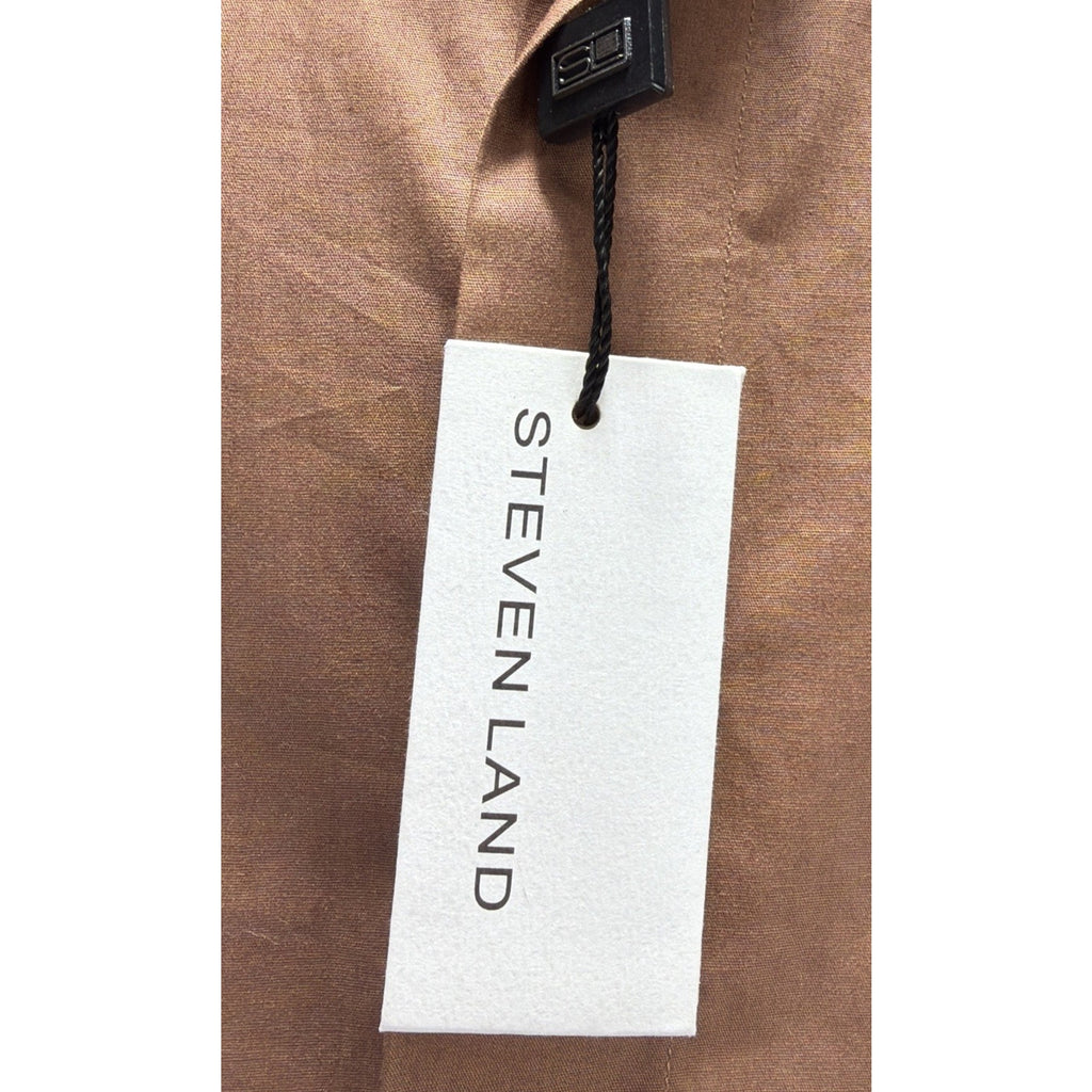 Steven Land Men’s 18.5 34/35 French Cuff Dress Shirt Brown Hidden Buttons NWT
