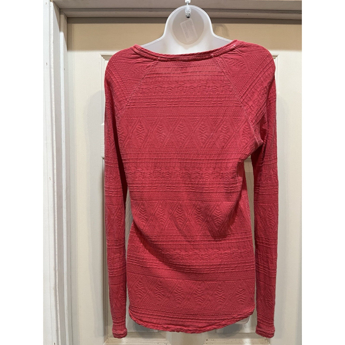 Lucky Brand Sweater Women M Lightweight Knit Pullover Slanted Long Sleeve Coral