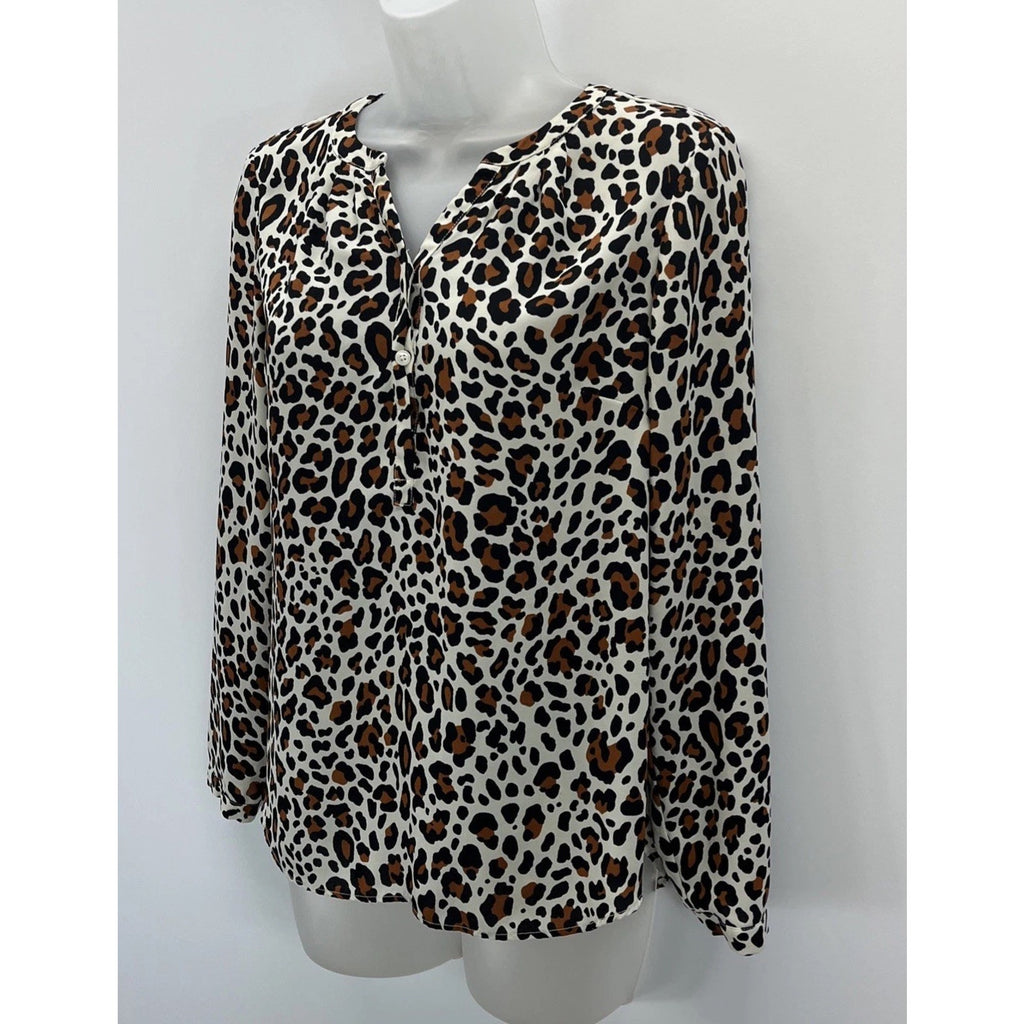 Talbots Plus Sz Small Petite leopard Popover blouse print top blouse tunic shirt
