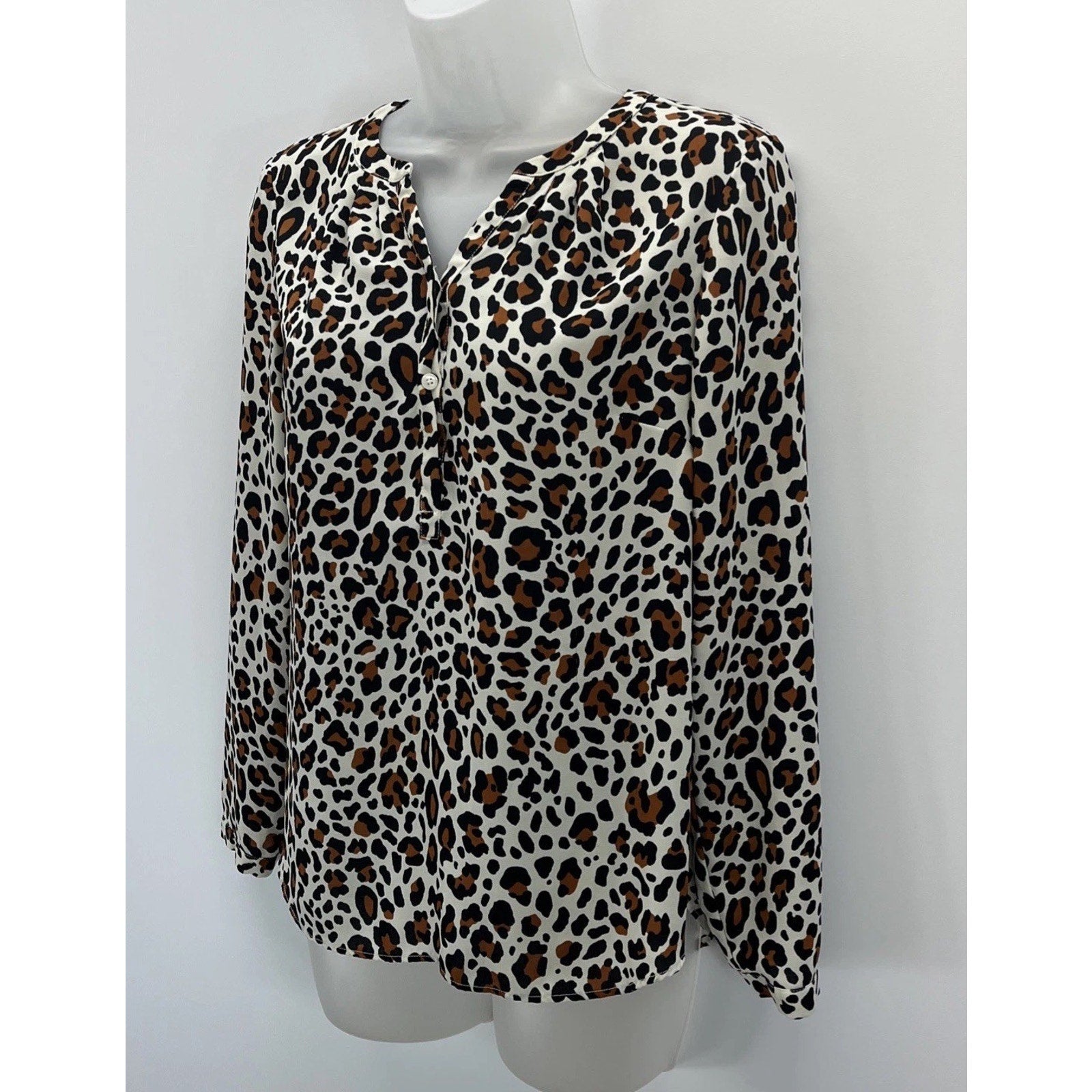 Talbots Plus Sz Small Petite leopard Popover blouse print top blouse tunic shirt
