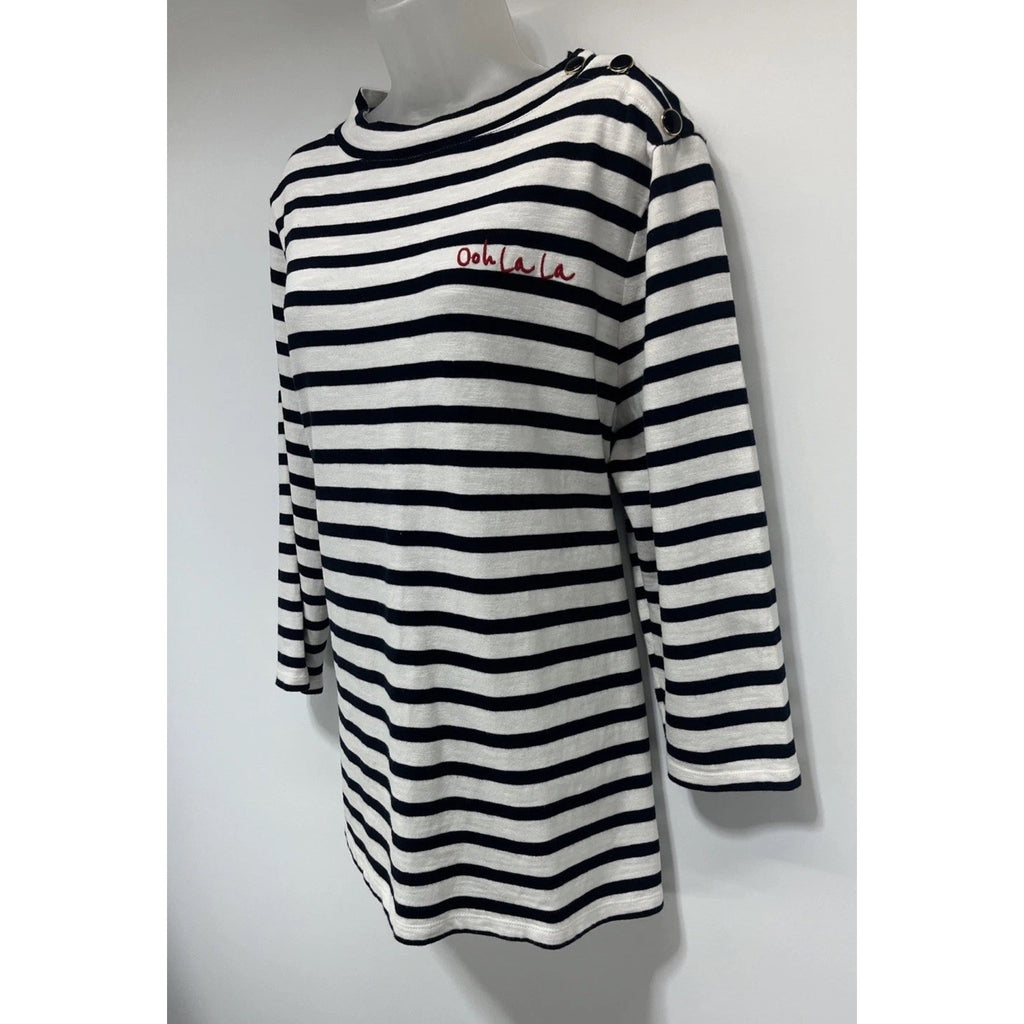 Talbots Top Womens XL Mock Neck Pullover Button Shoulder 3/4 sleeve Ooh LaLa