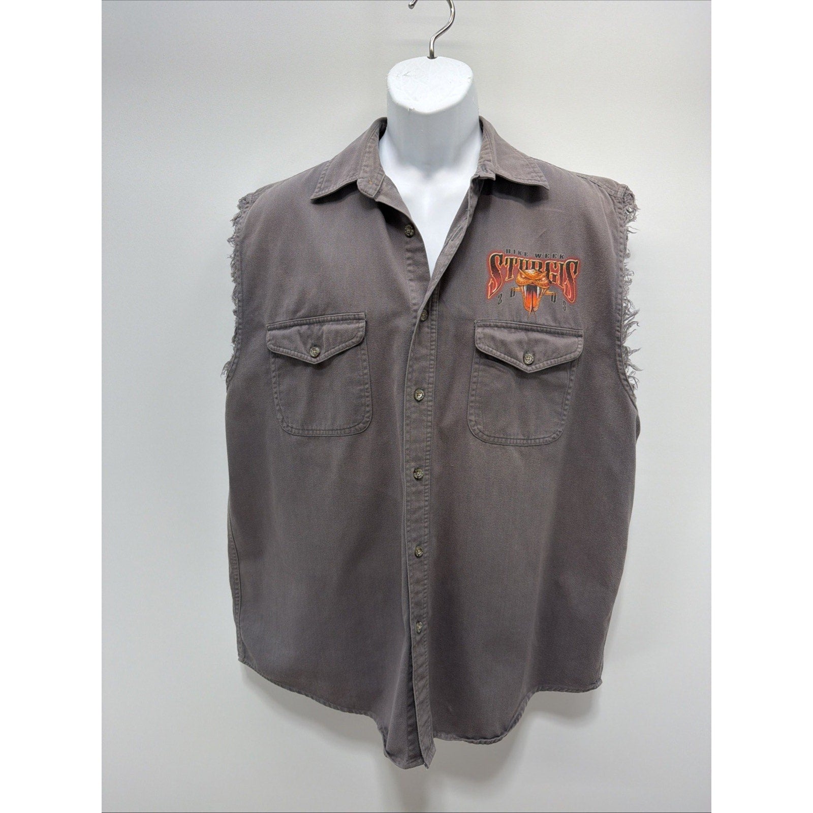 Sturgis Bike Week 2005 South Dakota Sleeveless Button Front Shirt Biker