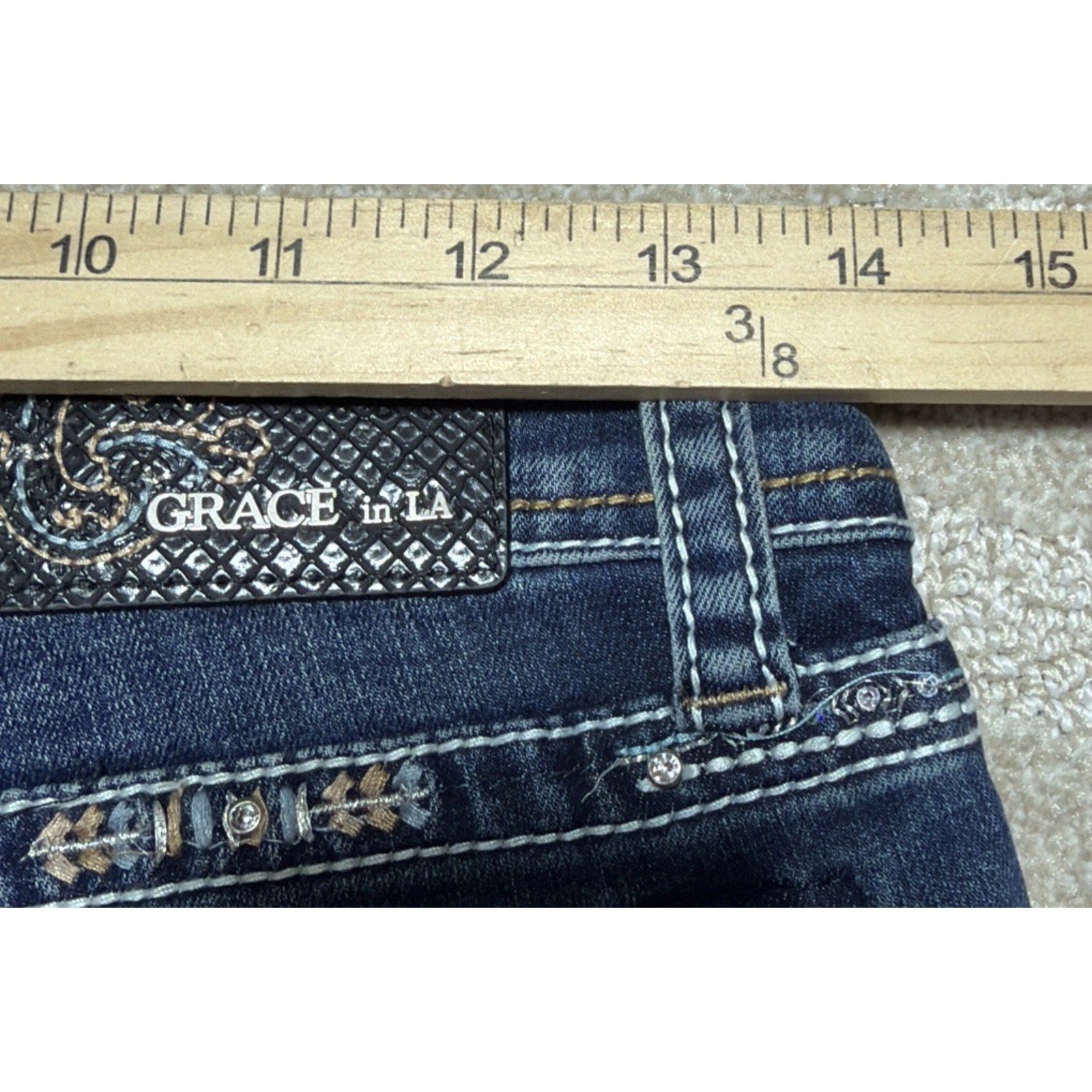 NWT Grace In LA Easy Fit Bootcut Jeans Women’s 27 Steer Skull Bling Western