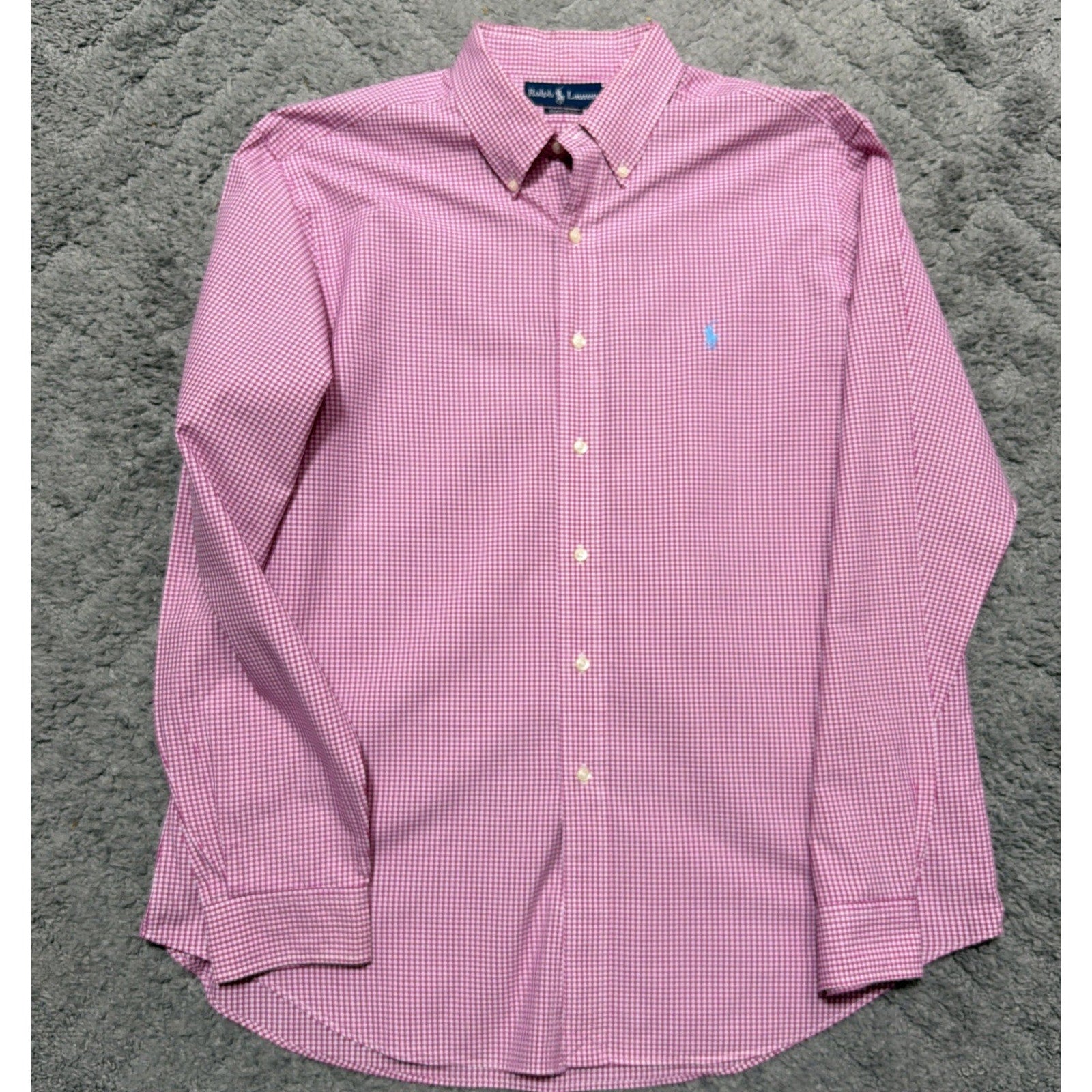 Men’s POLO Ralph Lauren Pink Gingham Oxford Button Down Shirt Sz XL 100% Cotton
