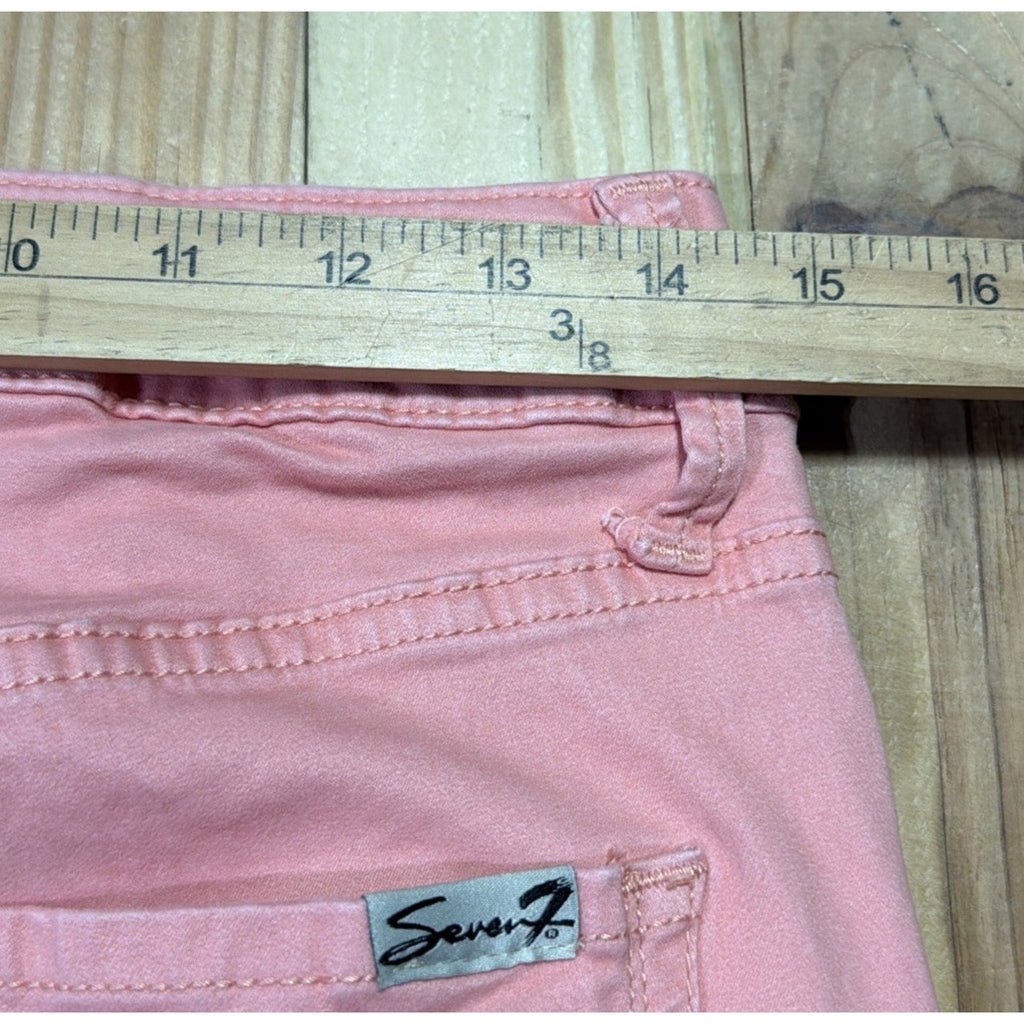 Seven7 High Rise Skinny Crop Jeans Pink Women's Size 8 Cotton Blend