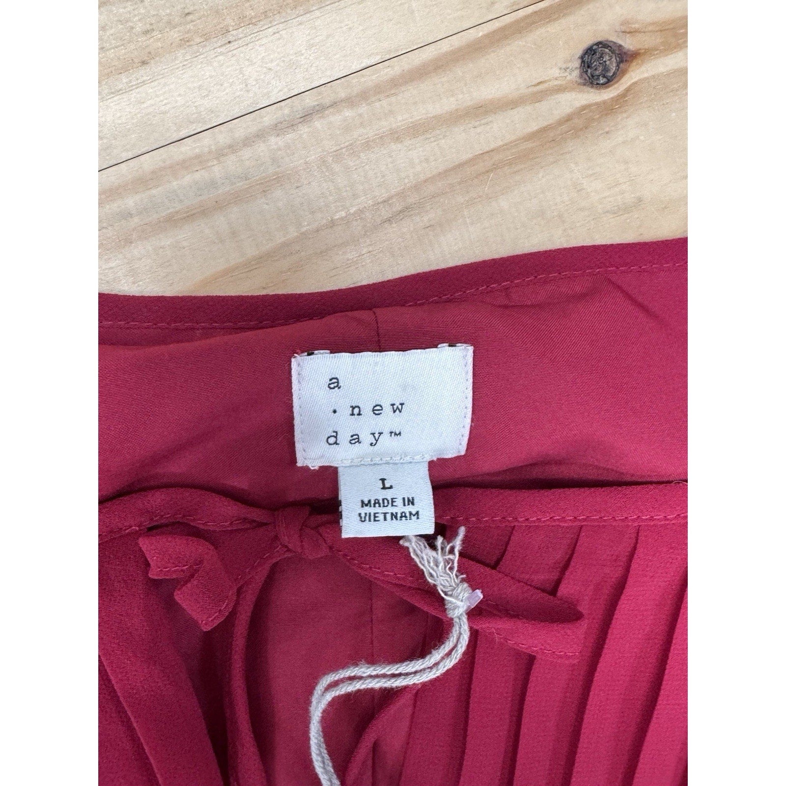 A New Day Red Long Sleeve Babydoll Dress Women’s Size Large NWT
