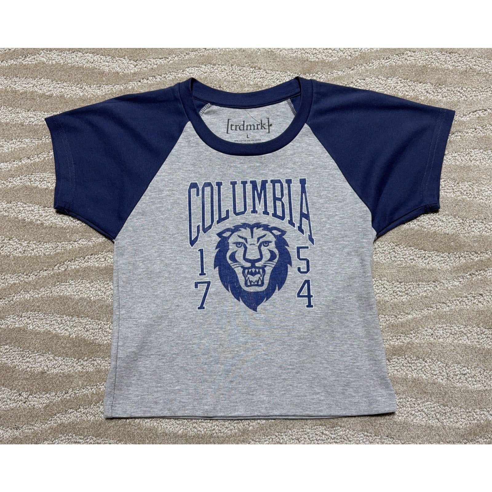 Women’s Columbia University Lions Logo Crop Shirt L NCAA New With Out Tags