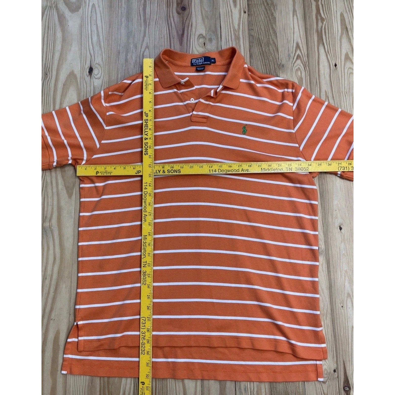 Polo Ralph Lauren Mens Polo Shirt XL striped orange