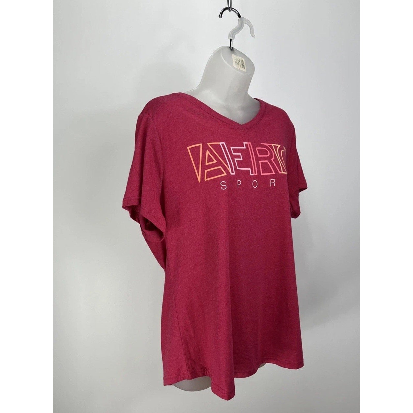 Aeropostale Sport Pink Short Sleeve V Neck T-Shirt Women's Size 1X NEW