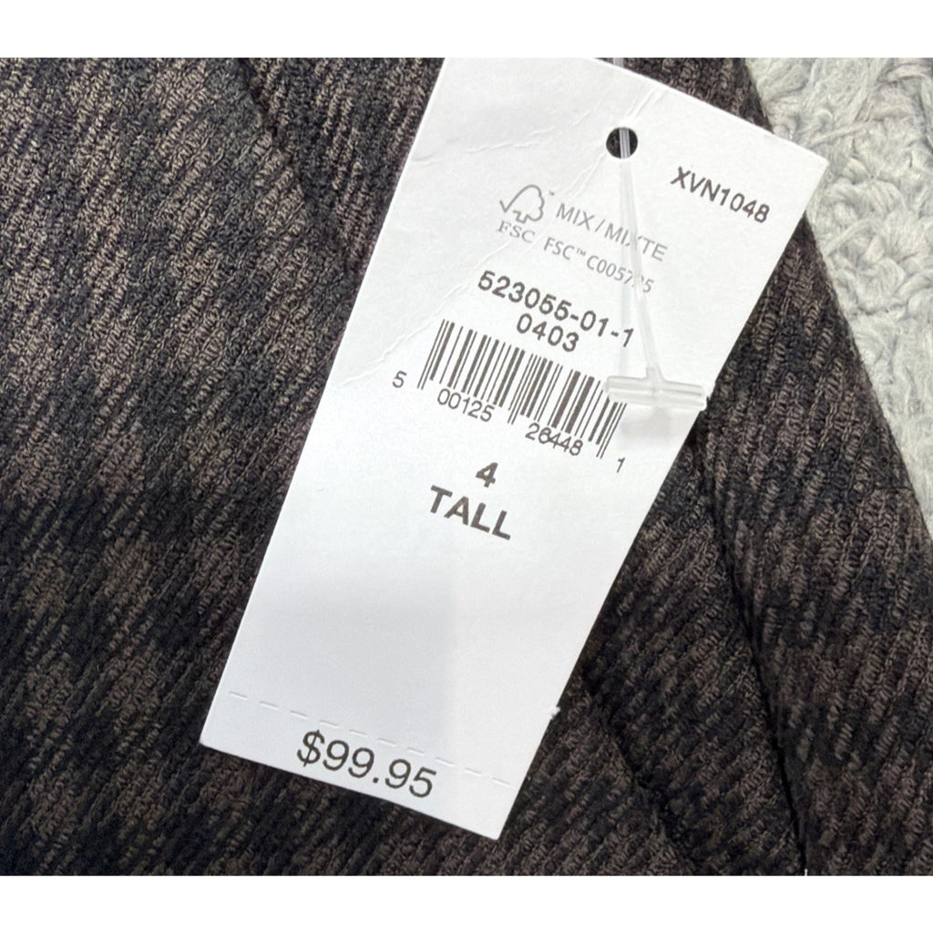 Gap High Rise Wide Leg Pants Black Plaid Womens 4 Long Twill Stretch Trouser NWT