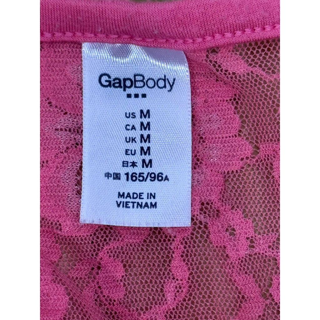 Gap Body Sz M Pink Lace Racerback Womens Tank Top