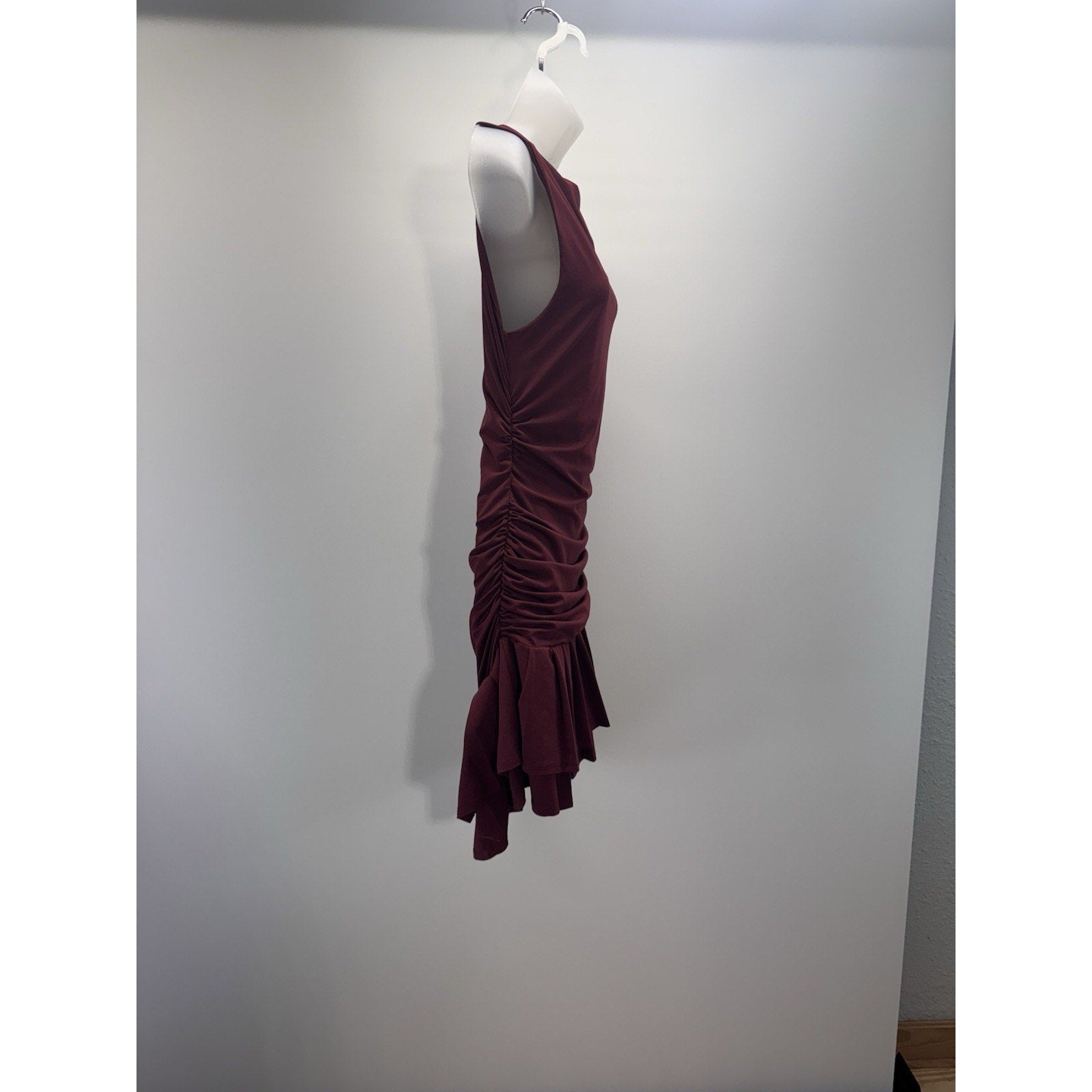 Shein Bae Curve Maroon Layered Ruffle Sleeveless Dress Women's Size Medium NWT