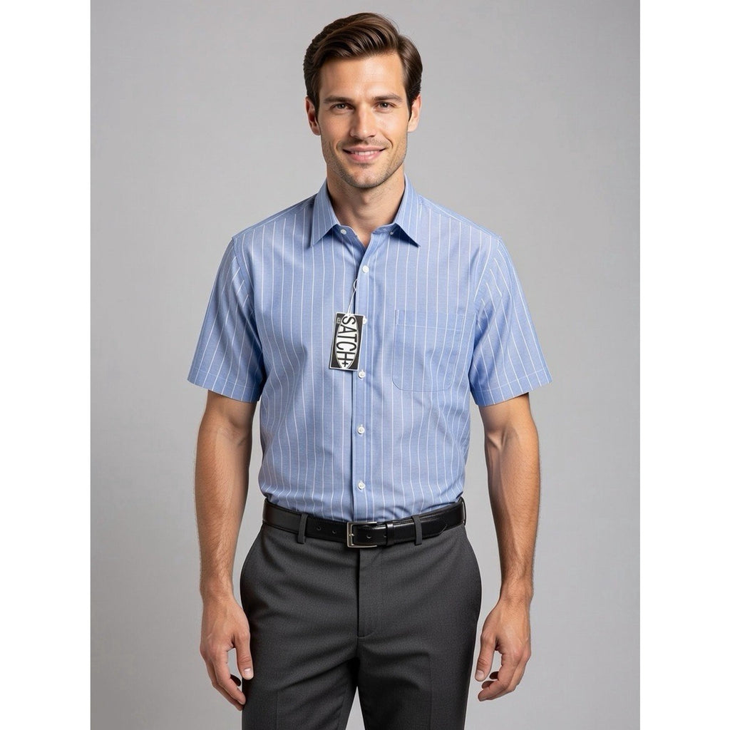 SATCHI Bruno Satchi Men's Striped Short Sleeve Dress Shirt Size 2XL New