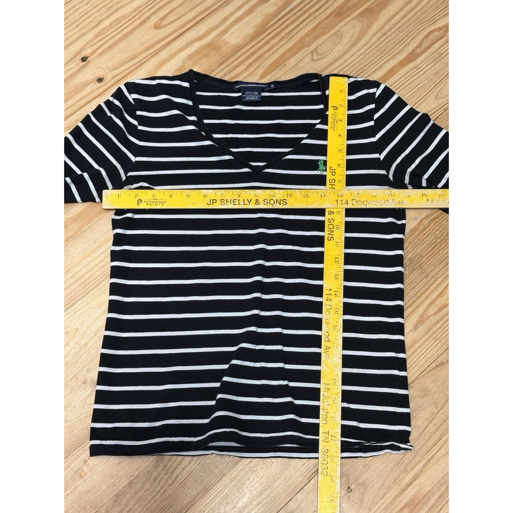 Ralph Lauren Sport Polo Blue White Striped Top Shirt Women’s Size Medium