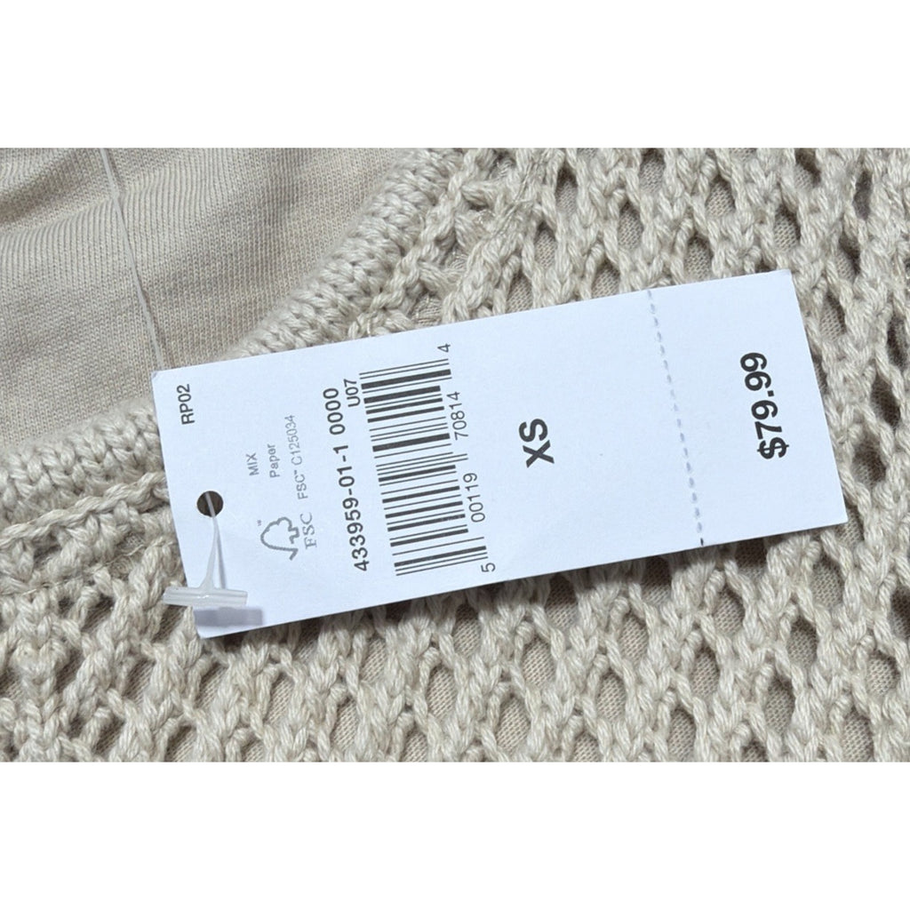 NEW GAP Crochet Mini Dress XS Knit Sleeveless Boho Summer Bedrock Beige Bohemian