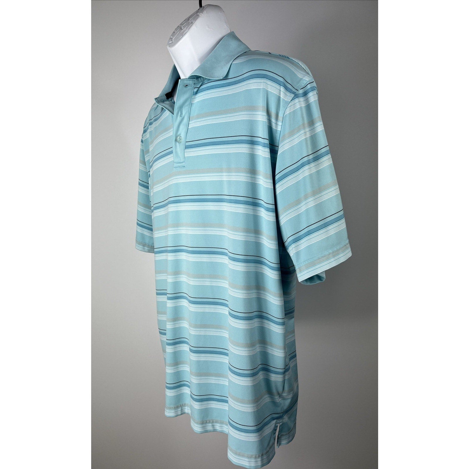 Tommy Armour Mens Striped Dri Logic Golf Polo Shirt Tag Size Large