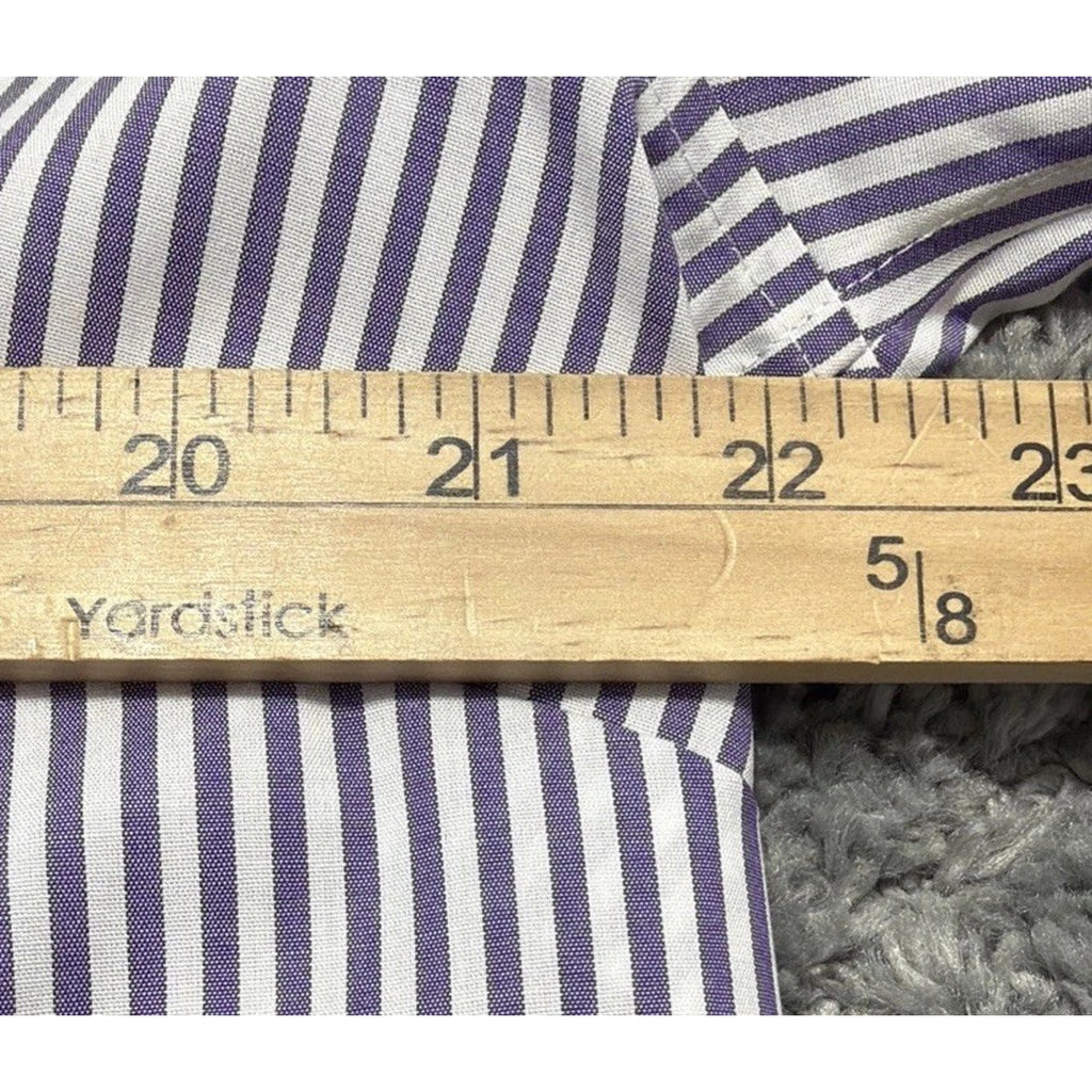 TALBOTS Non Iron Band Collar Tunic XL Dreamy Striped Embellished Button New
