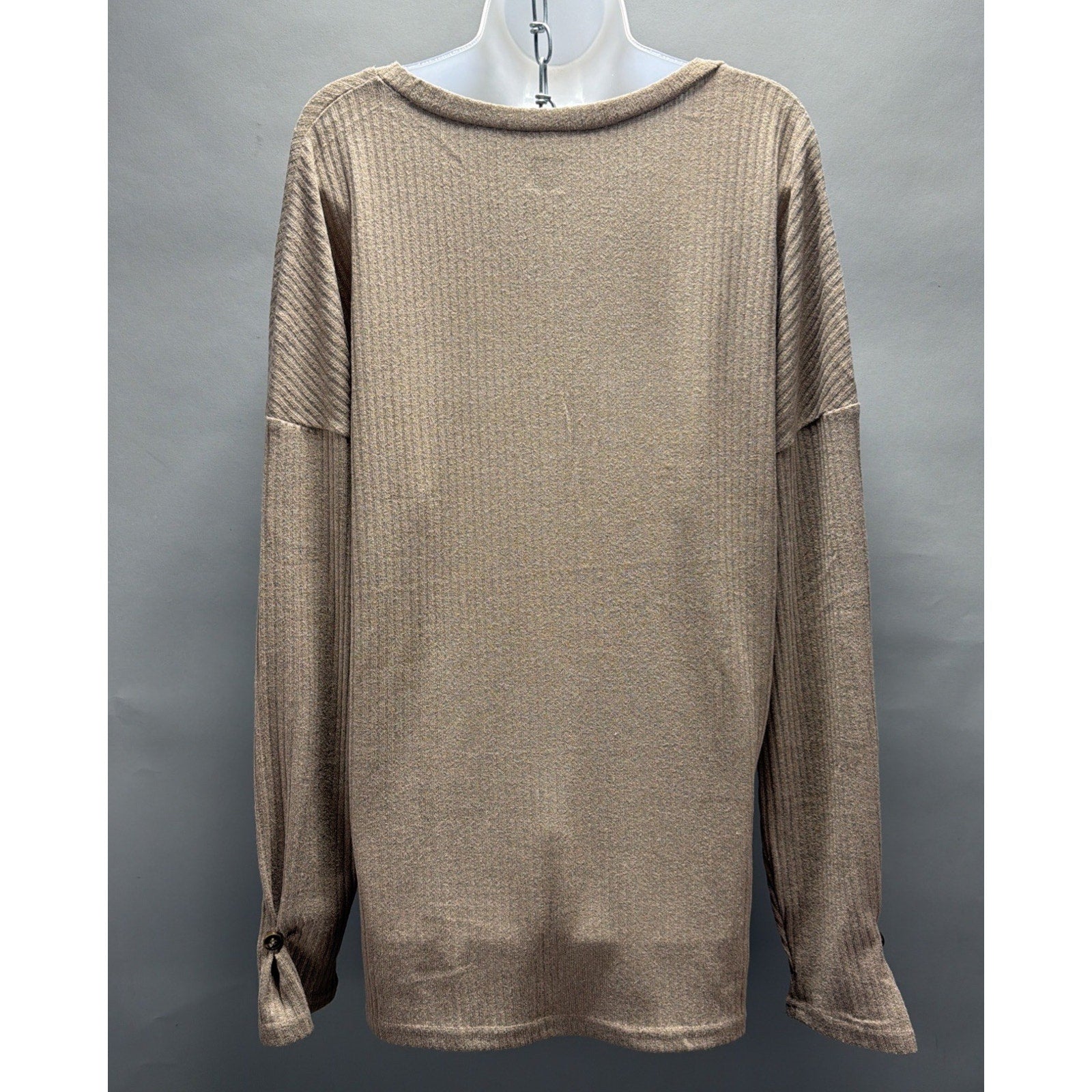 Third Stitch Boutique Textured Henley Top Size L Long Sleeve Oversized NWT