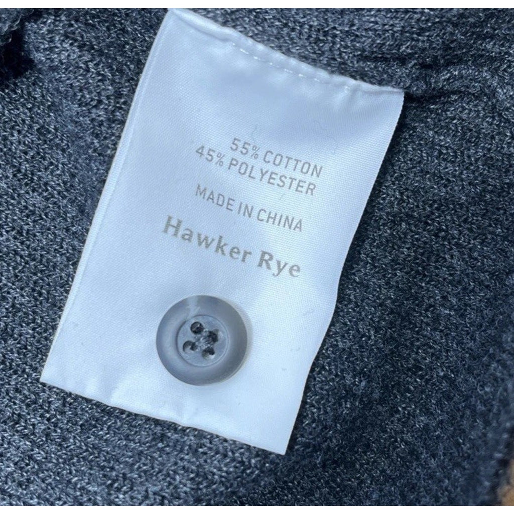 Hawker Rye Henley Sweater Men Size 2XL Charcoal Knit Cotton Long Sleeve Pullover