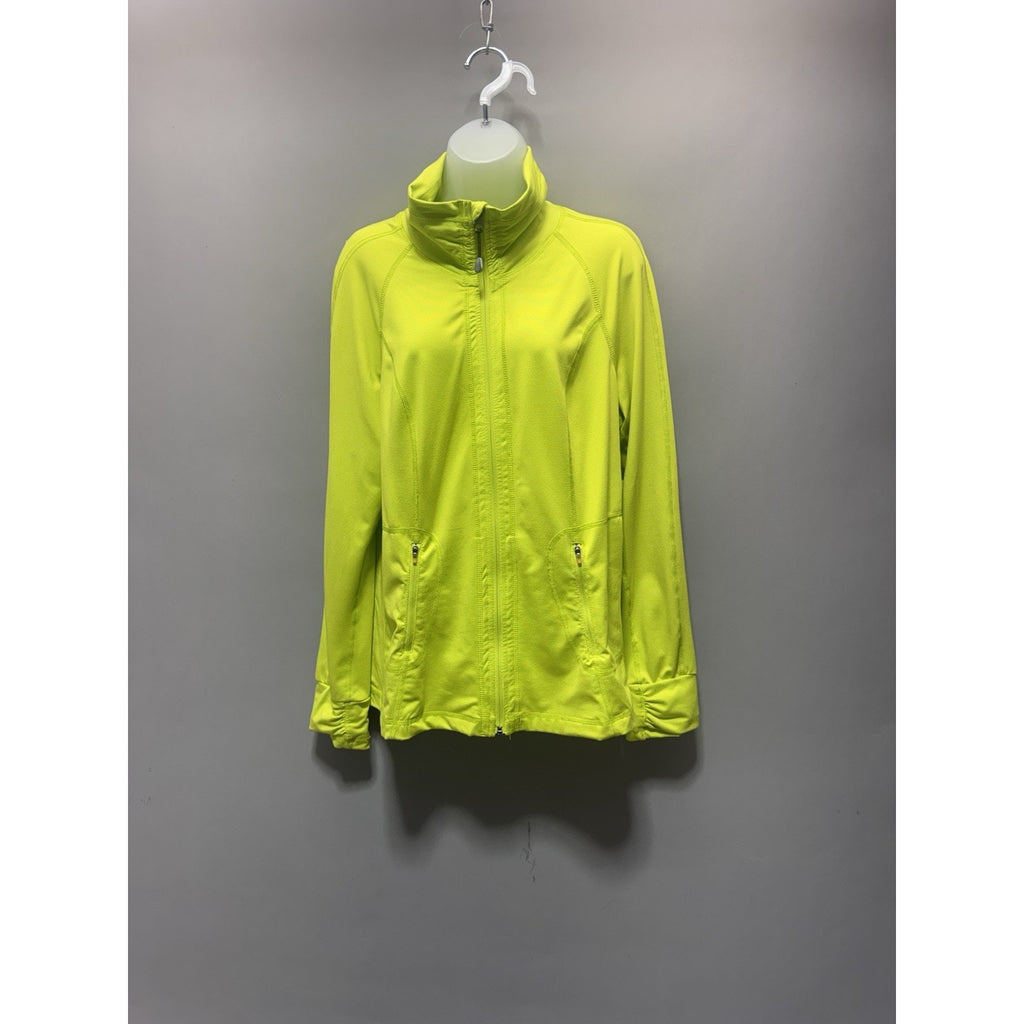 Tangerine Women’s L Neon Sulphur Green Full Zip Athletic Running Jacket Zip