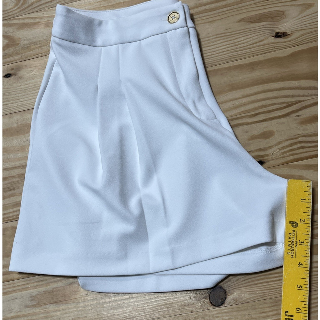 $98 Michael Michael Kors High Rise Pleated Stretch WHITE Shorts size 10