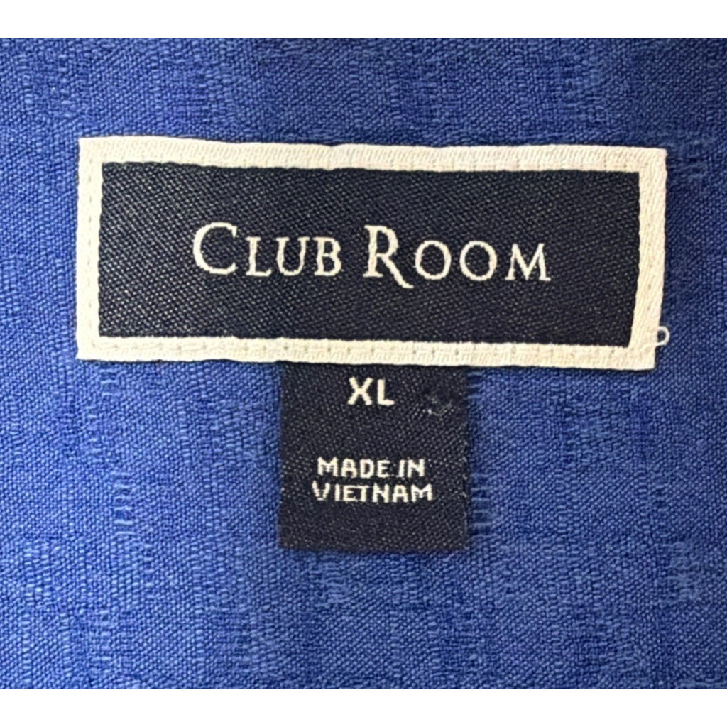 Club Room Silk Rayon Blend Camp Shirt Blue XL Button Front Short Sleeve Casual