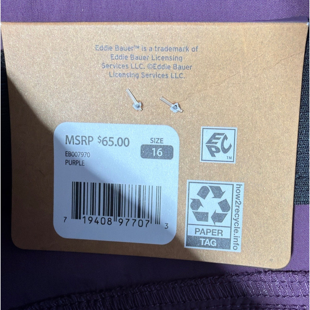 Eddie Bauer Shorts Women’s 16 Hiker Nylon Spandex Performance Stretch Purple New