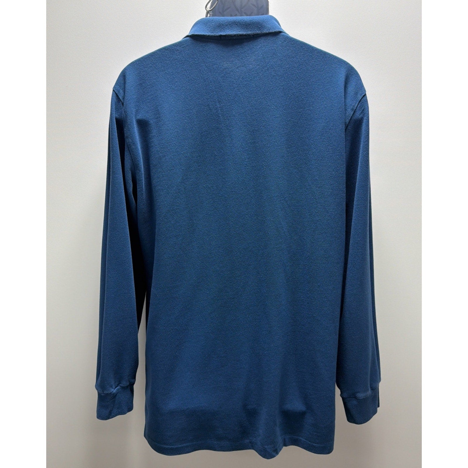 Vtg Polo Ralph Lauren Rugby Polo Shirt Mens Blue Jersey Knit Long Sleeve Large