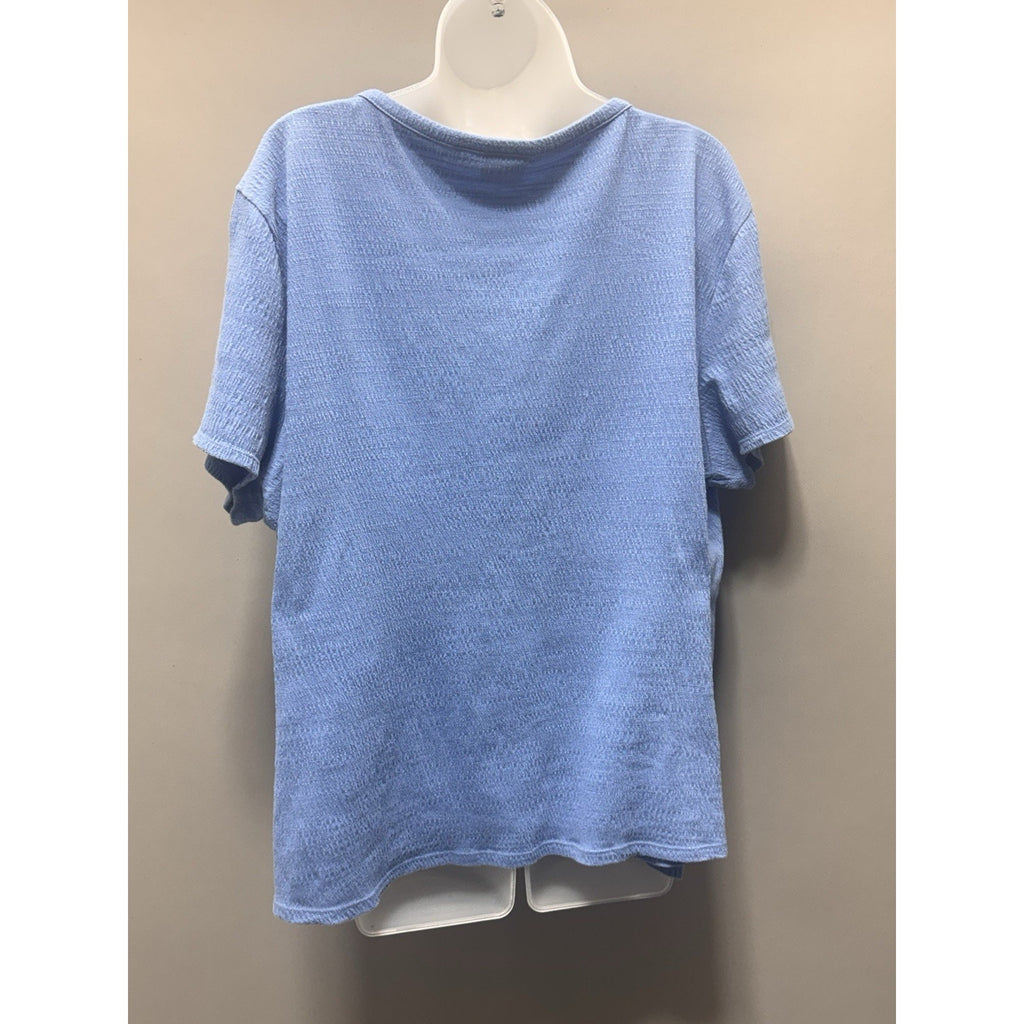 Chico's Blue Short Sleeve Pullover Knit Front Tied Women’s 2 (no tag) Measures L