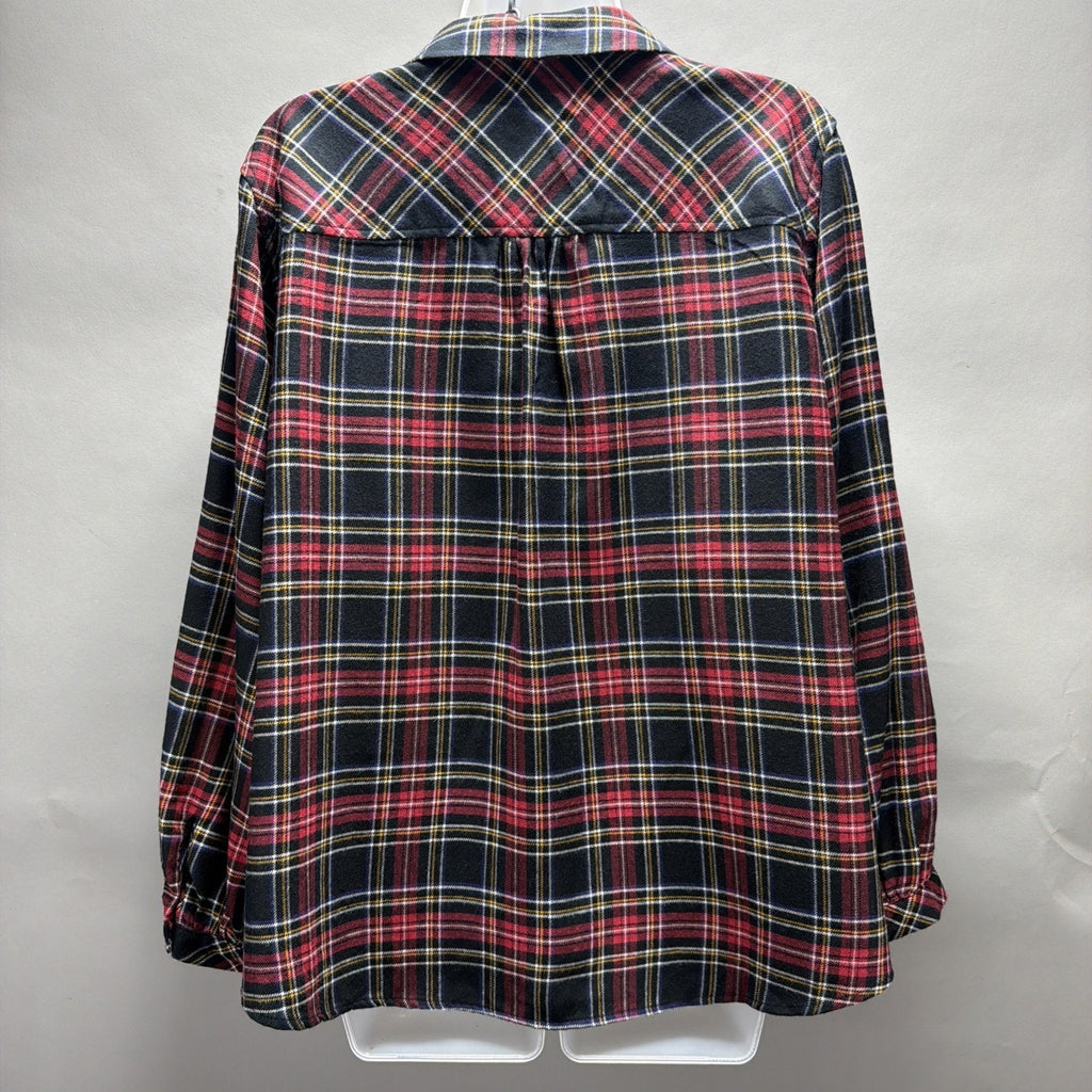NWT Westbound Women's Red, Blue & White Plaid Flannel Button-down Top Shirt PXL