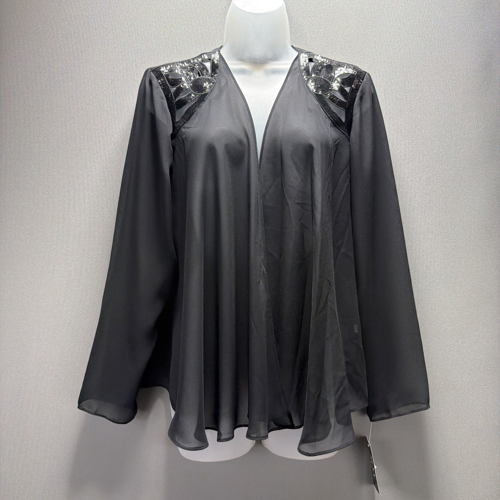 SLNY FASHIONS NEWYORK WOMENS EMBELLISHED TIERED JACKET For DRESS Black Sz 8 NWT