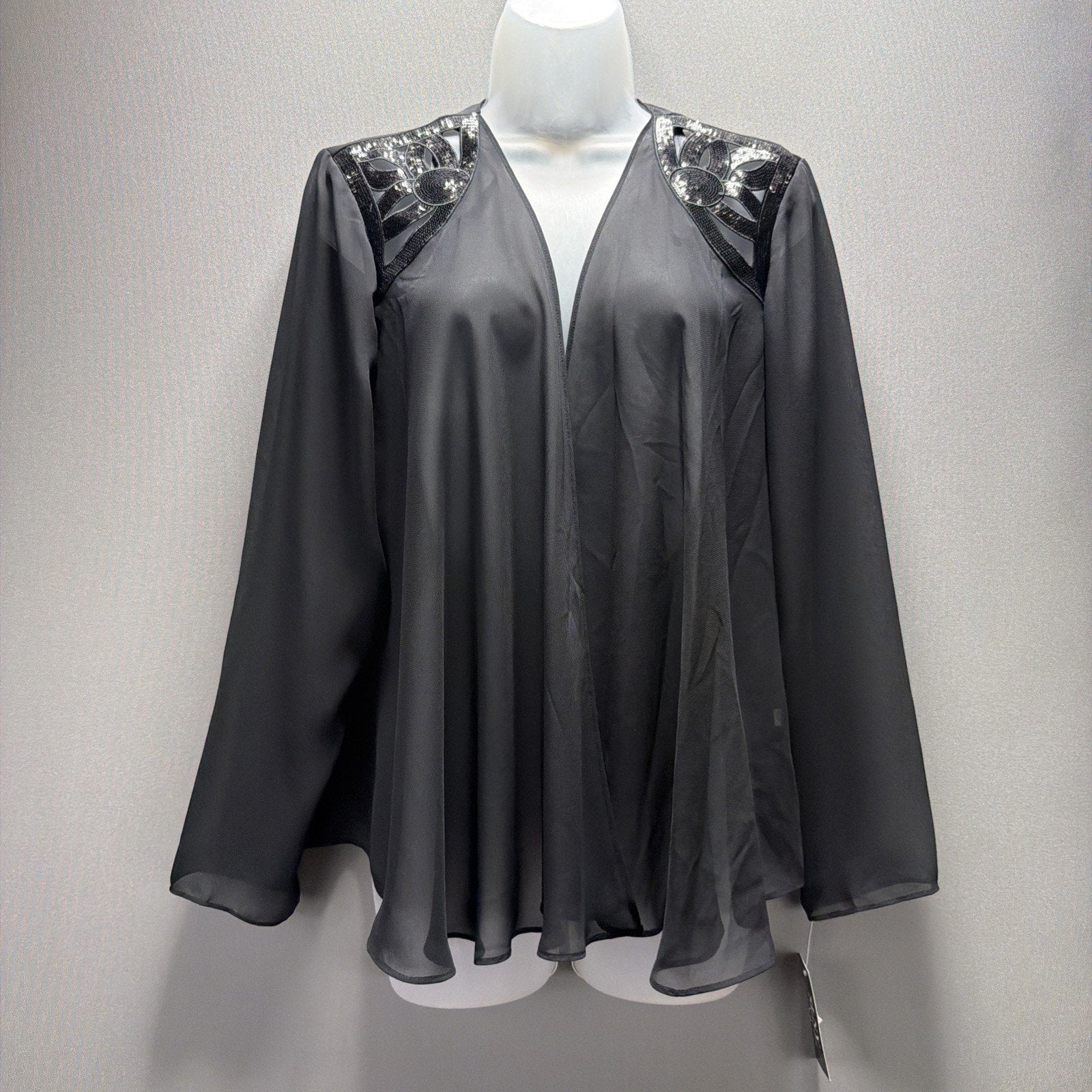 SLNY FASHIONS NEWYORK WOMENS EMBELLISHED TIERED JACKET For DRESS Black Sz 8 NWT