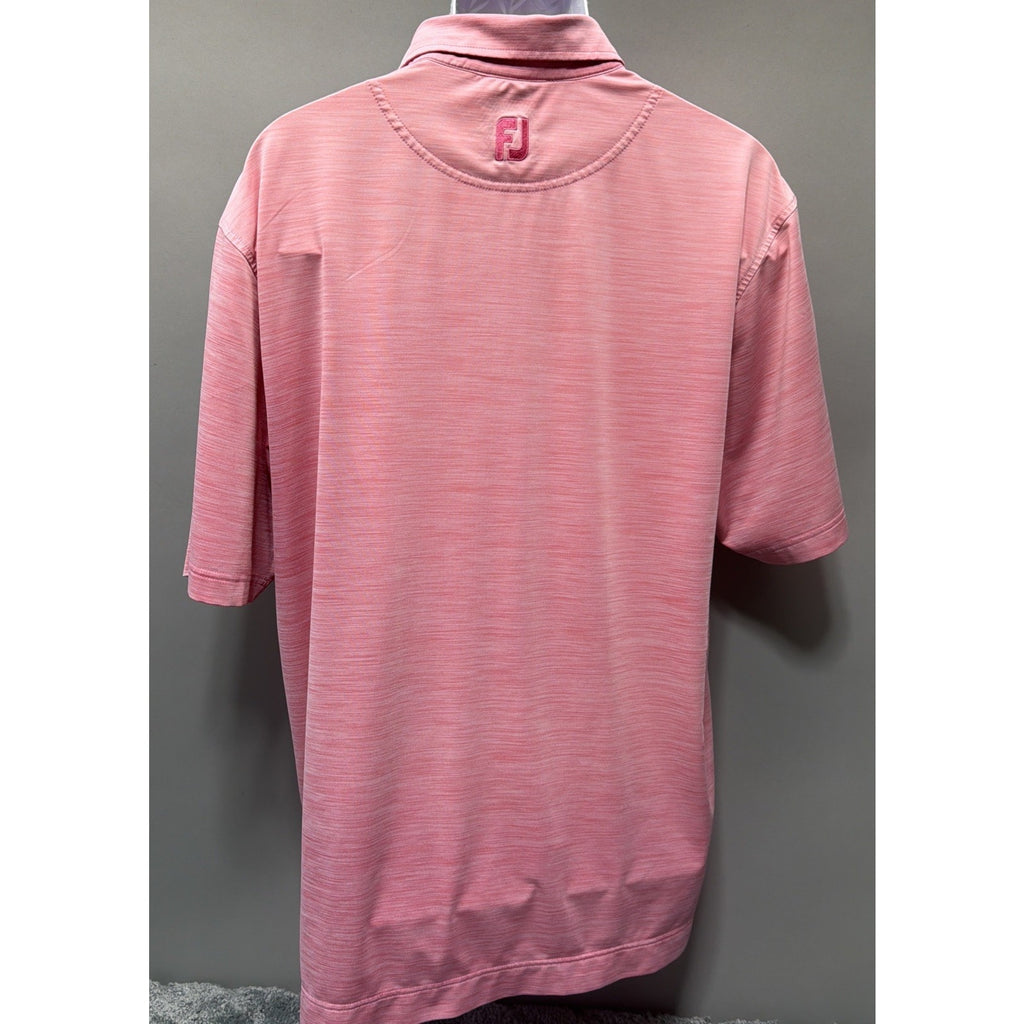 Footjoy FJ Performance Golf Polo Shirt Pink White Stripe Men’s Size L Flaw