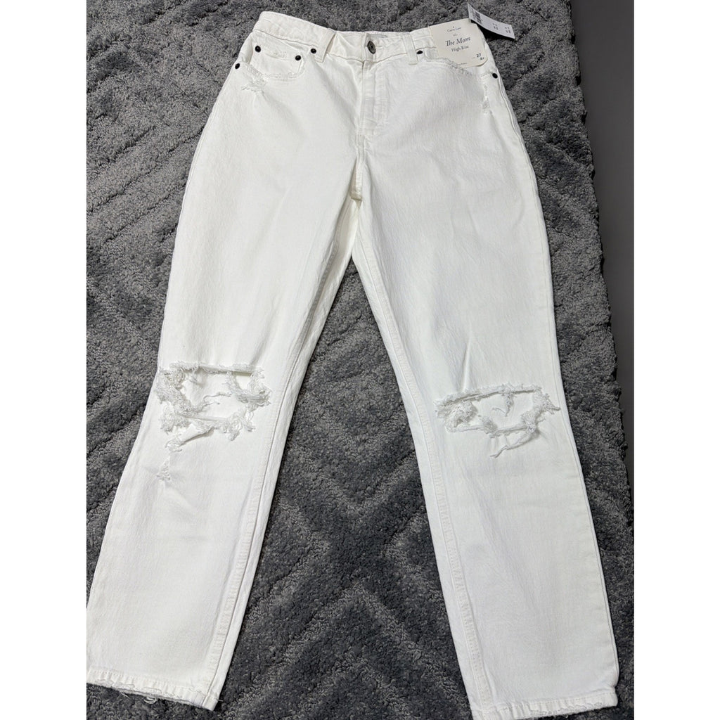Abercrombie & Fitch High Rise Mom Jean Size 27 4R White Distressed