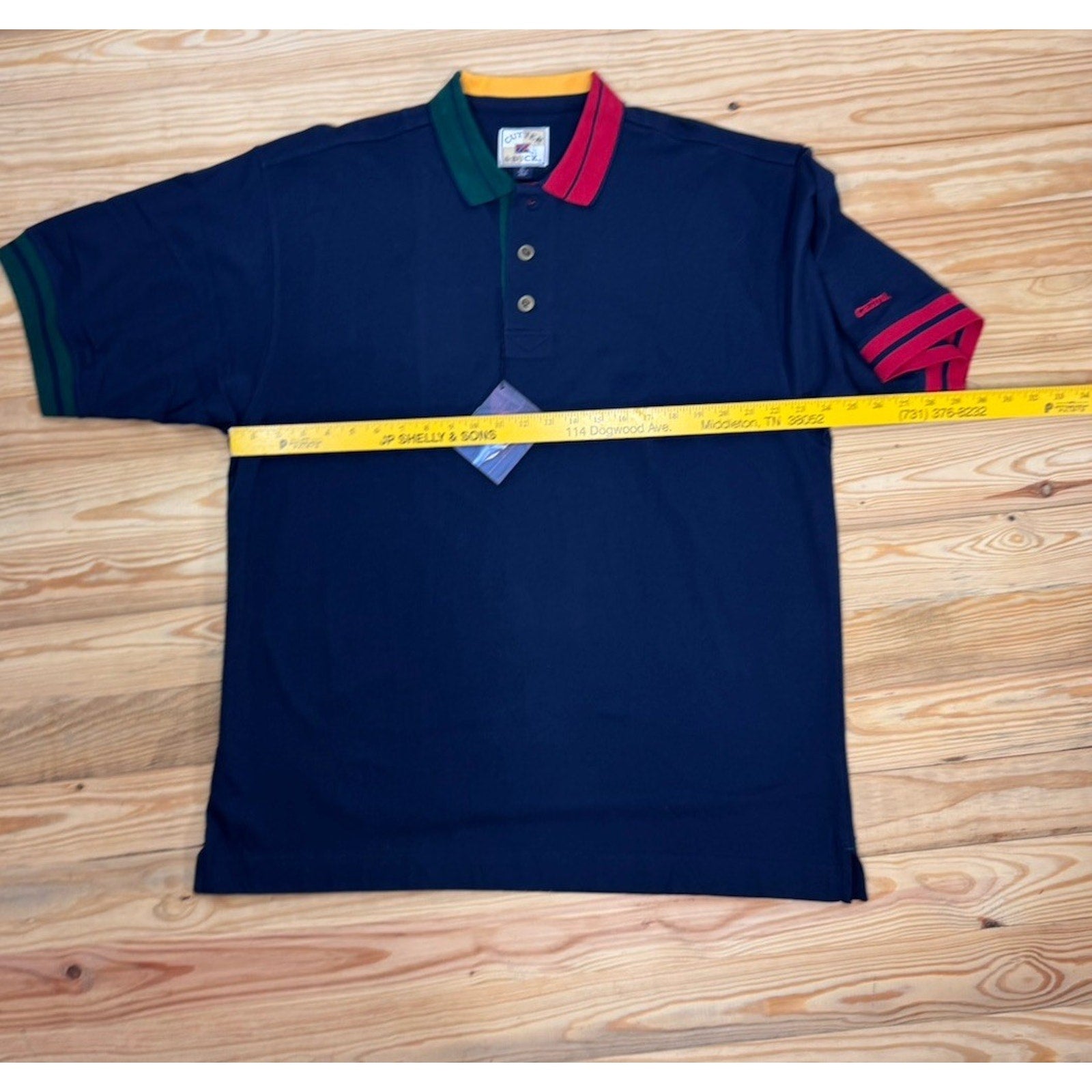 Cutter & Buck 90s Theme Vertical Striped Polo Shirt Mens X-Large NWT Castrol