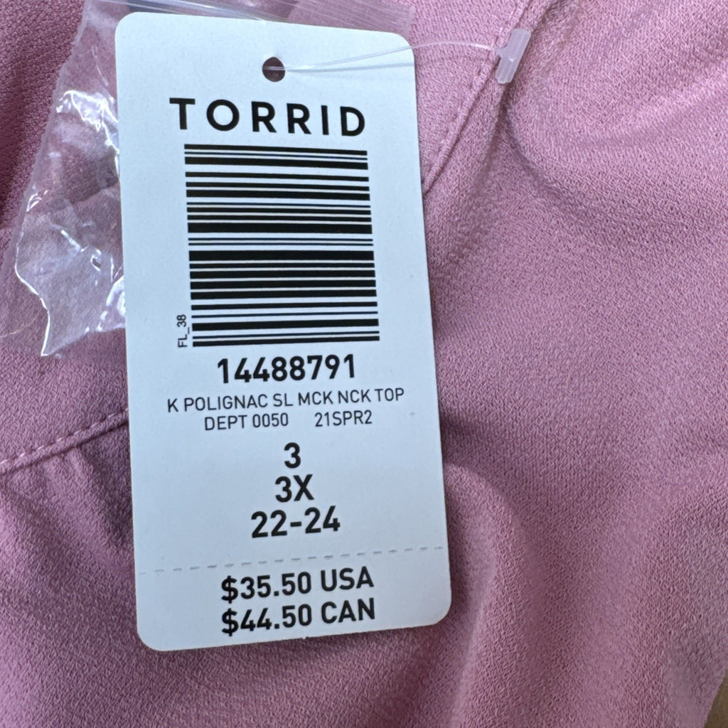 Torrid Rayon Pleated Neck Tank Sleeveless Wild Rose Pink Women’s Size 3X NWT