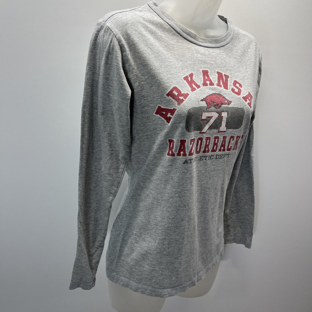 J. America Women’s Gray Longsleeve Arkansas Razorback Shirt Size Medium