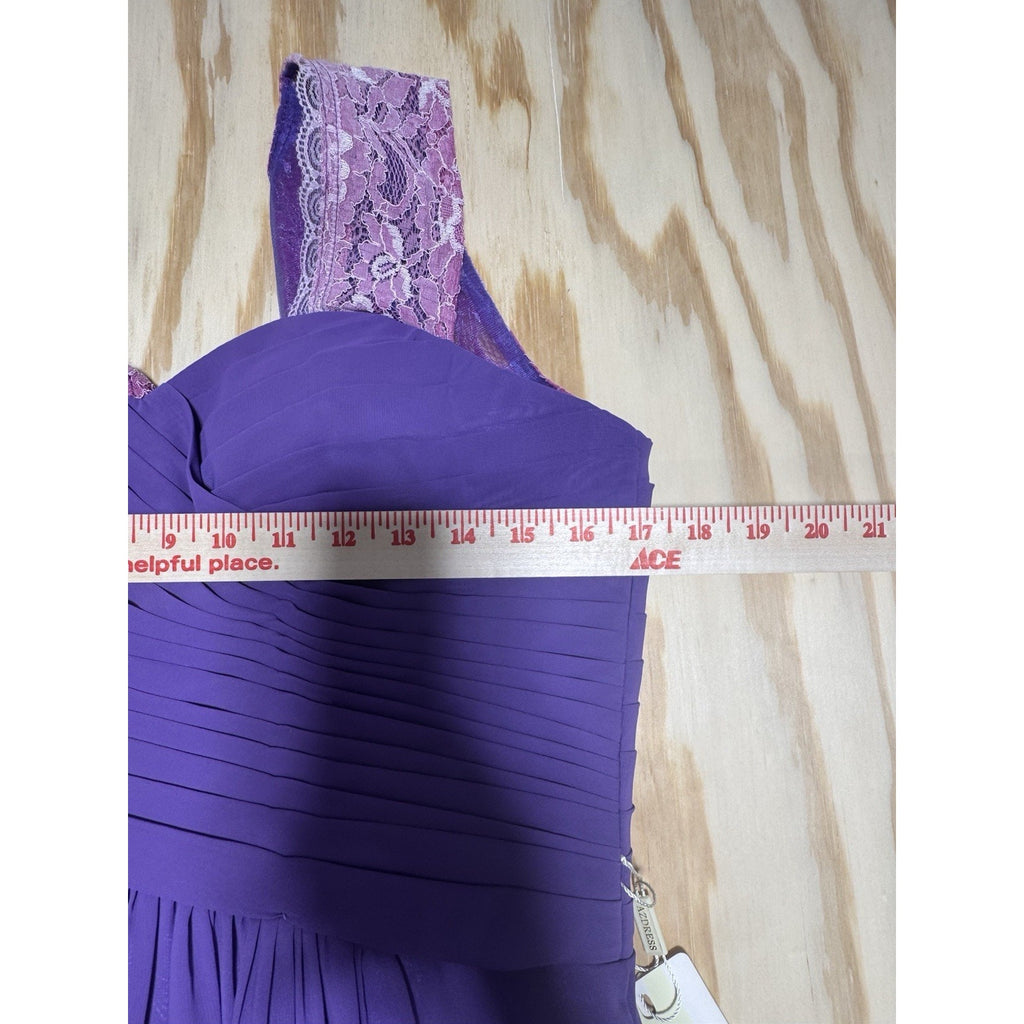 AZDRESS Purple Prom Dress Lace Back Chiffon Formal Evening Gown Maxi NWT Large